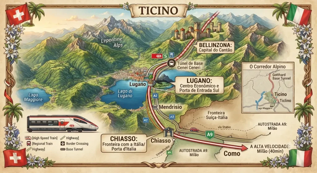 Mapa acessos Ticino