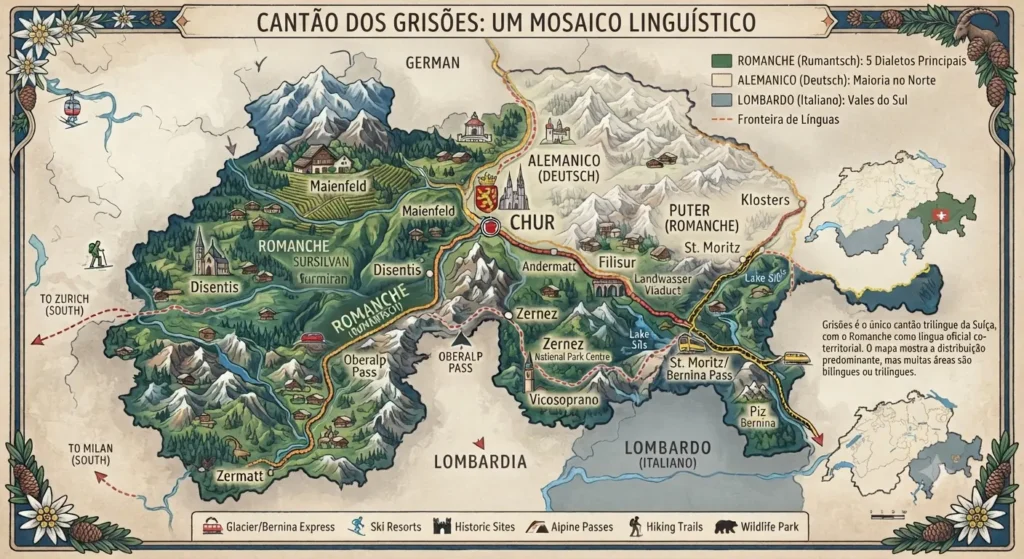 Mapa linguístico dos Grisões